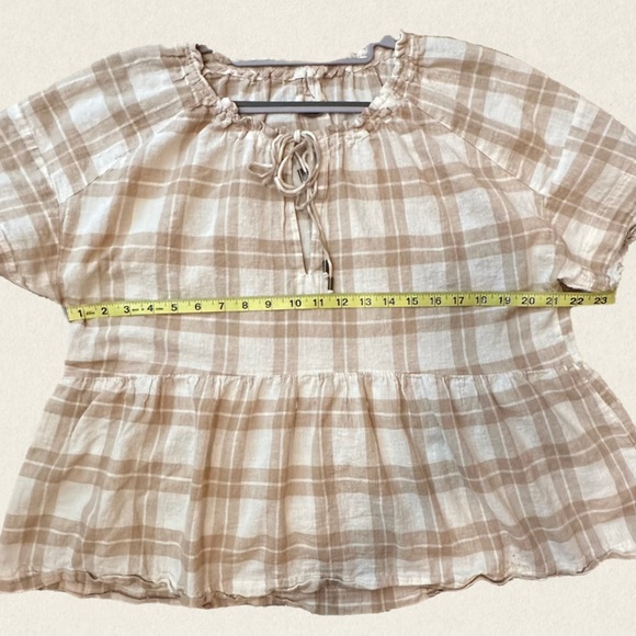 Anthropologie Pilcro The Bette Babydoll Short Sleeve Linen/Cotton Blend Blouse - Picture 7 of 11